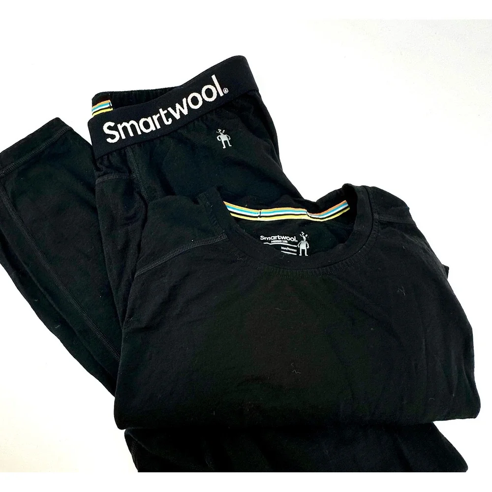 Smartwool Mens Merino 150 Base Layer Set Black Long Sleeve Top Leggings Small